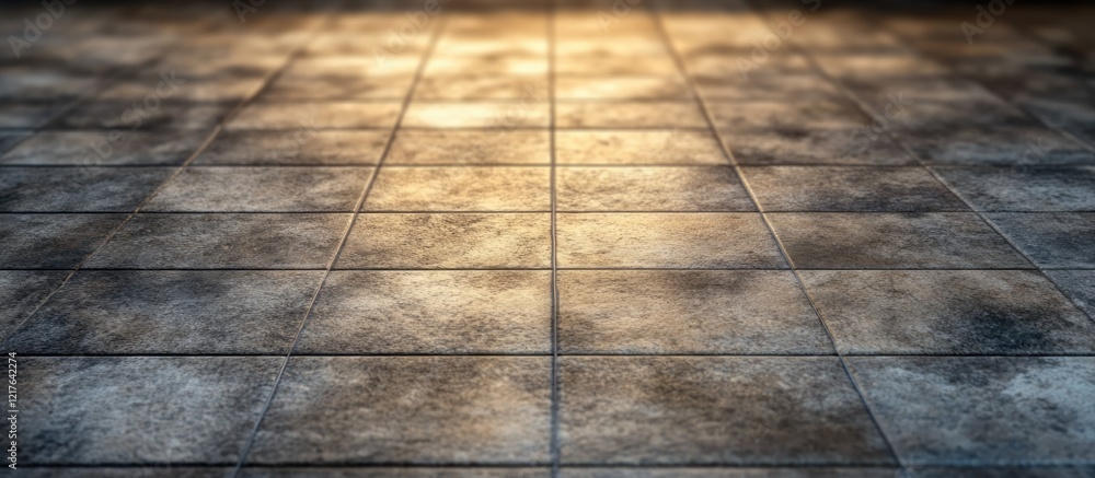 Aufkleber textured floor tiles with warm lighting and shadows showing depth and detail copy space