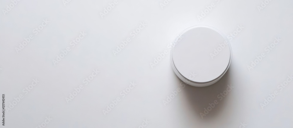 Poster minimalistic round container on a white background with ample copy space for text placement.