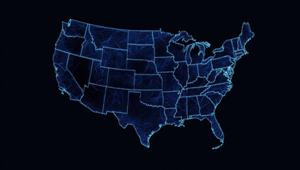 Obraz premium Detailed Map of the United States Showing State Borders and Capitals 