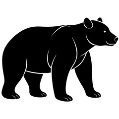 bear black silhouette vector, Simple silhouette Design vector icon with white background. Wild Animal Vector.	