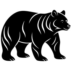 bear black silhouette vector, Simple silhouette Design vector icon with white background. Wild Animal Vector.	