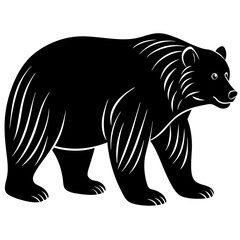 bear black silhouette vector, Simple silhouette Design vector icon with white background. Wild Animal Vector.	