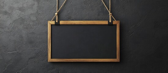 Blank Black Signboard on Rustic Wall Background for Custom Text or Message Display with Ample Copyspace for Branding