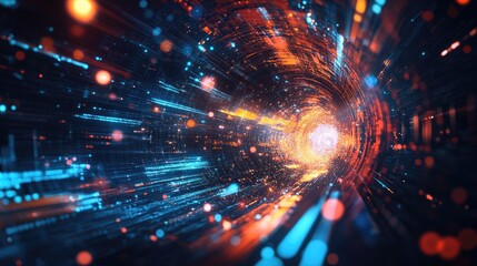 Obraz premium Dynamic Visuals of High-Speed Data Transmission Representing Automation and Technological Innovation in Production Systems