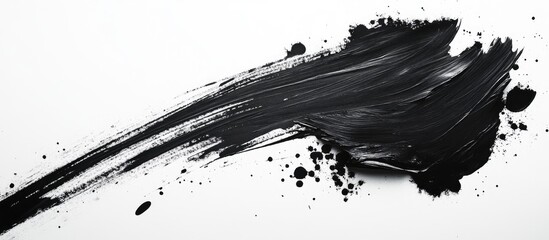 Black paint streak on white canvas with ample empty space for customizable text or design elements showcased in a creative layout.