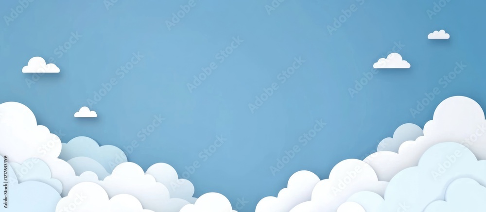 Aufkleber serene blue sky with soft white clouds ideal for empty text space or serene backgrounds in design pr