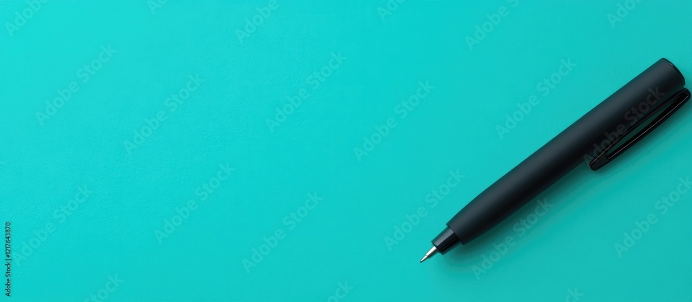 Poster minimalist black pen on turquoise background with ample copyspace for text or design elements ideal 