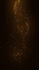 abstract dark luxury gold background with golden glitter shiny stars and bokeh lights and particles falling, vertical social media design element