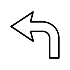 Curved arrow icon pointing left on white background