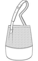 Leather bucket bag flat sketch vector illustration © RFK