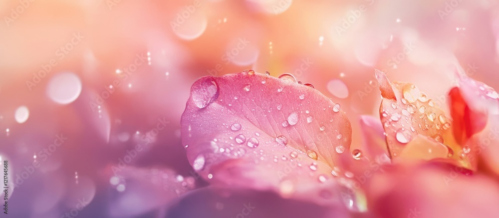 Poster delicate roses with morning dew showcasing rich colors and soft petals creating an elegant backgroun