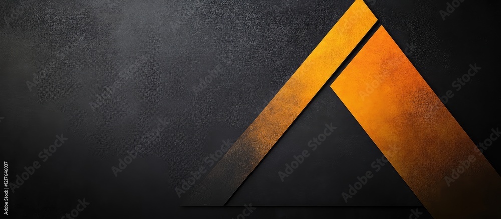 Poster abstract triangle design in black yellow and orange with copyspace for creative text placement on a 