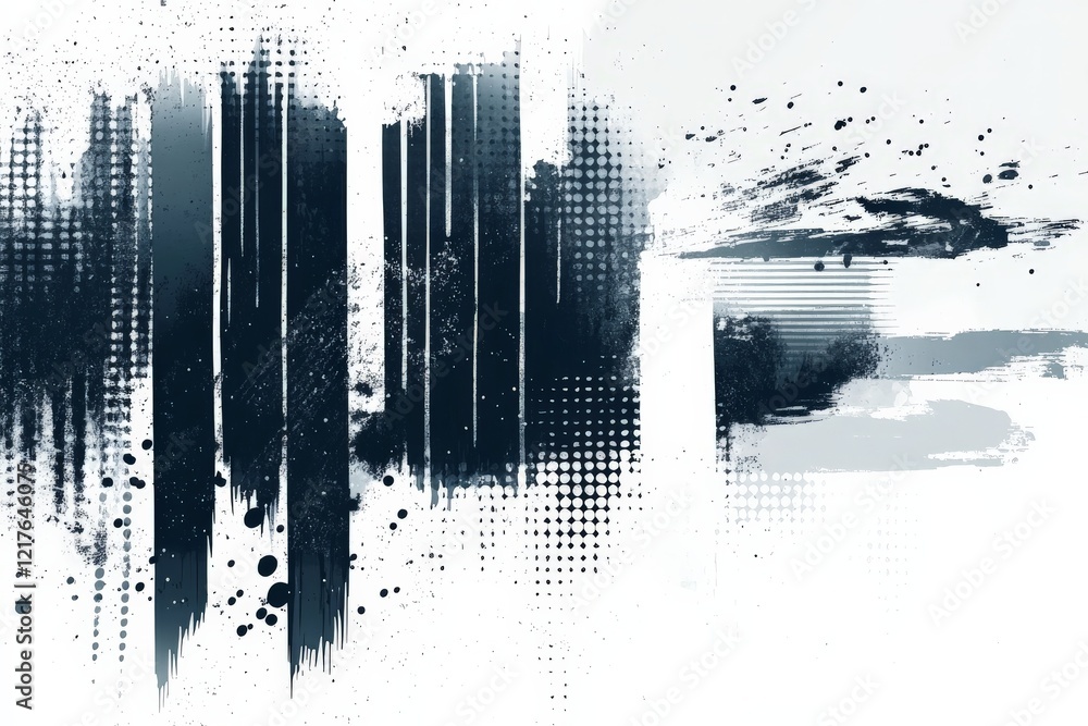 Aufkleber various artistic textures in dark shades create an abstract modern design with splatters and lines