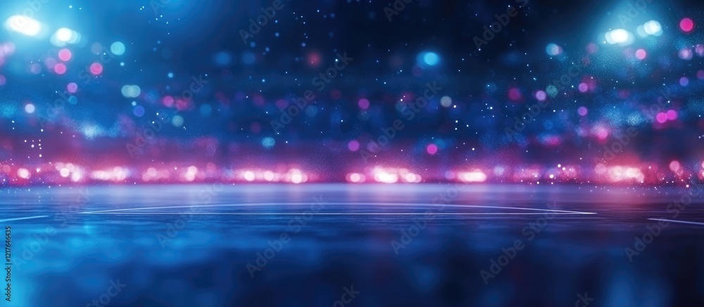 Poster basketball arena with bokeh lights and empty space for text suitable for sport promotions and event 
