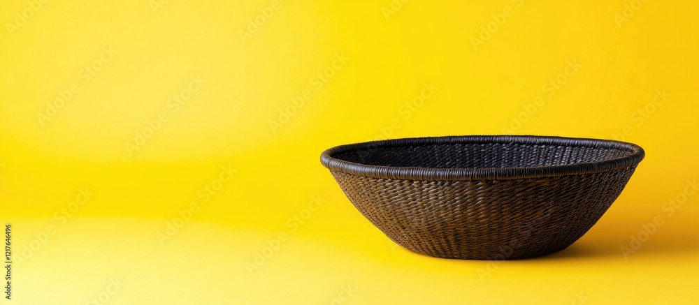 Poster black silesian basket on bright yellow background with blank space for custom text and creative desi