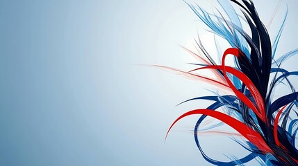 Abstract Blue Red And Black Feather Design