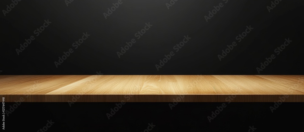 Aufkleber Empty Wooden Table Surface with Black Background Ideal for Text Placement and Product Display