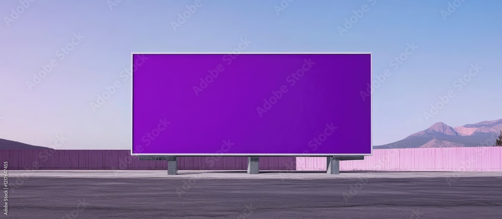 Poster purple blank billboard for advertising with copyspace empty canvas for marketing messages on scenic 