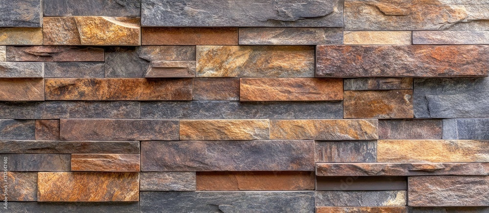 Aufkleber Textured stone wall background with rich earthy tones ideal for design projects and creative applications featuring empty space for copy.
