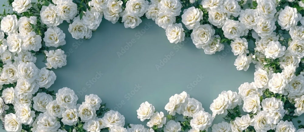 Aufkleber elegant white roses arranged in a heart shape on a soft background with ample space for personalized