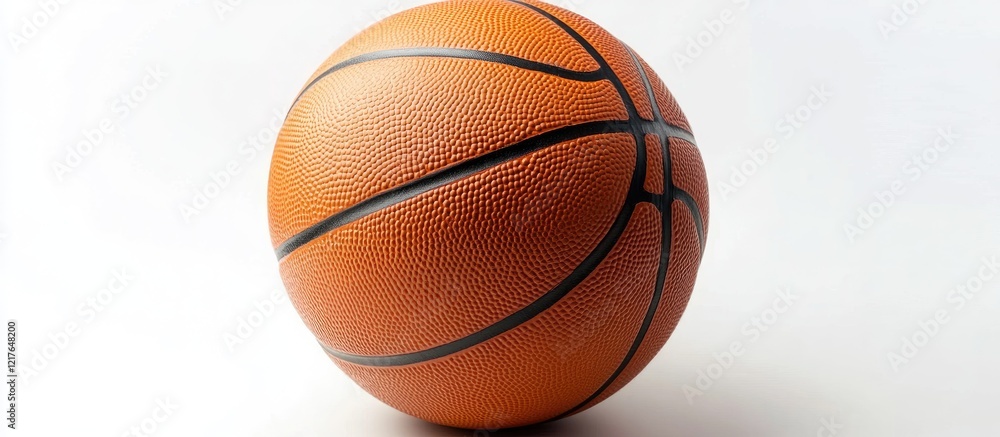 Poster basketball close-up on white background showcasing texture and design with ample space for custom te
