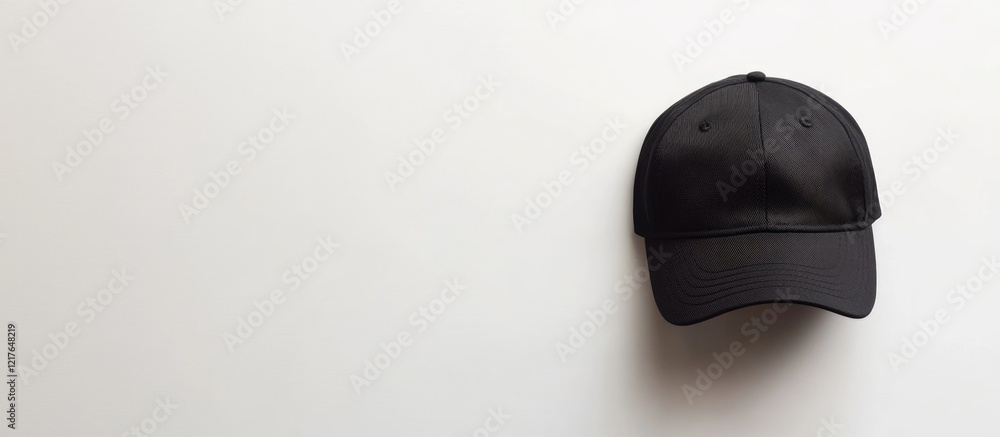 Poster black cap mockup on white background ideal for branding or advertising with ample copyspace for pers