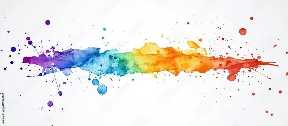 Poster vibrant abstract watercolor paint splashes on white background with space for text or graphics