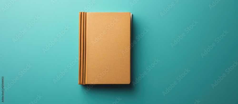 Poster Blank Hardcover Book on Turquoise Background Ideal for Text or Design Customization with Ample Copyspace for Personalization