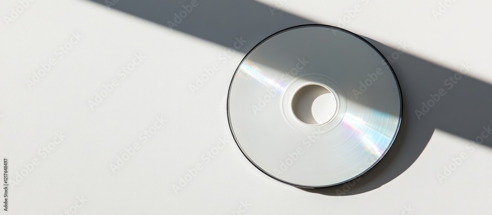 Poster Blank DVD or CD in white cardboard sleeve overhead view with ample copy space for text or design elements for promotional use