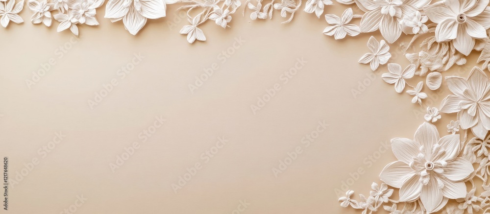 Poster Elegant A5 Portrait Paper Mockup with Neutral Background and Floral Accents for Text Customization and Design Presentation