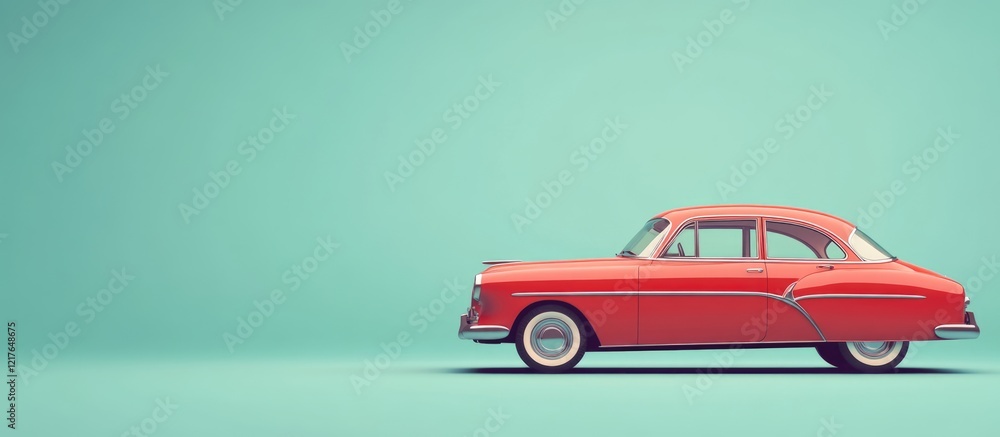 Aufkleber Vintage Car Retro Style on Blank Chroma Key Background with Ample Copyspace for Text and Creative Design Applications