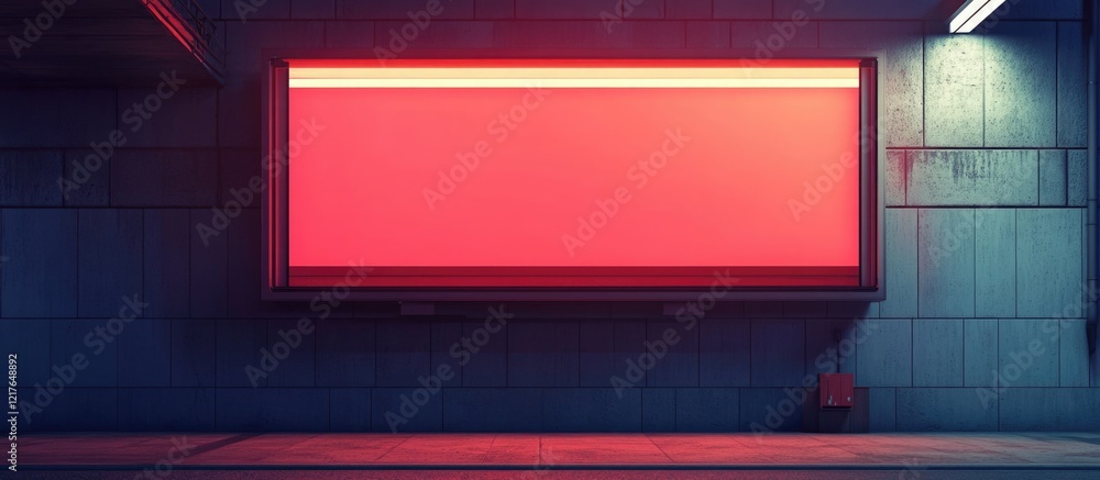 Poster illuminated blank billboard in urban setting at night with space for custom advertising or messages