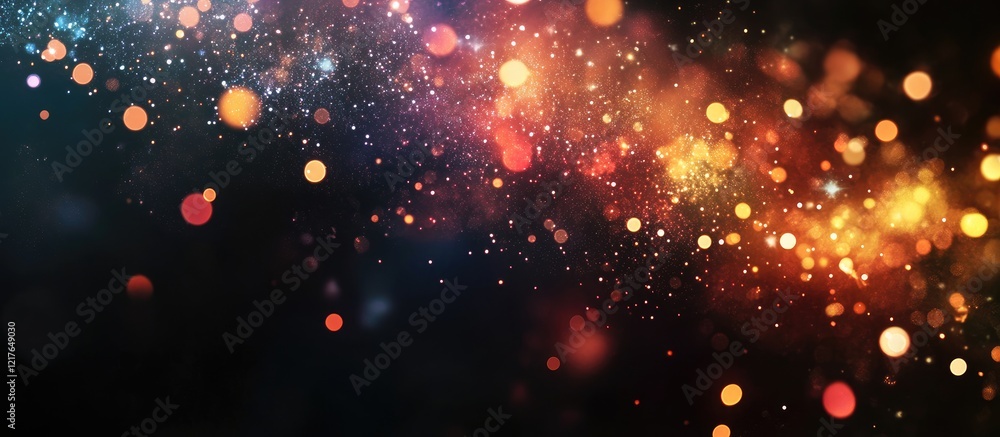 Aufkleber Vibrant fireworks display on dark background creating a festive atmosphere with space for personalized text or messages