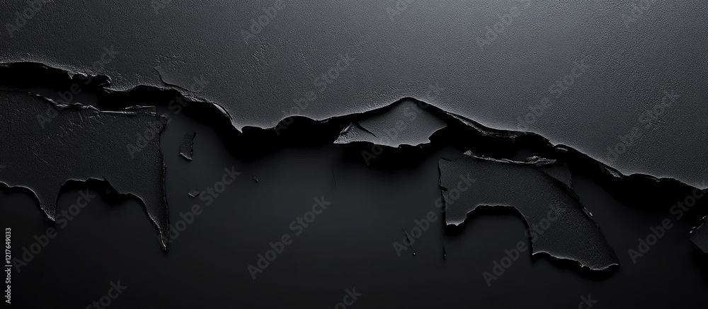 Aufkleber Black Tear Stripe with Selective Focus on Smooth Dark Surface and Generous Copy Space for Text or Design Elements