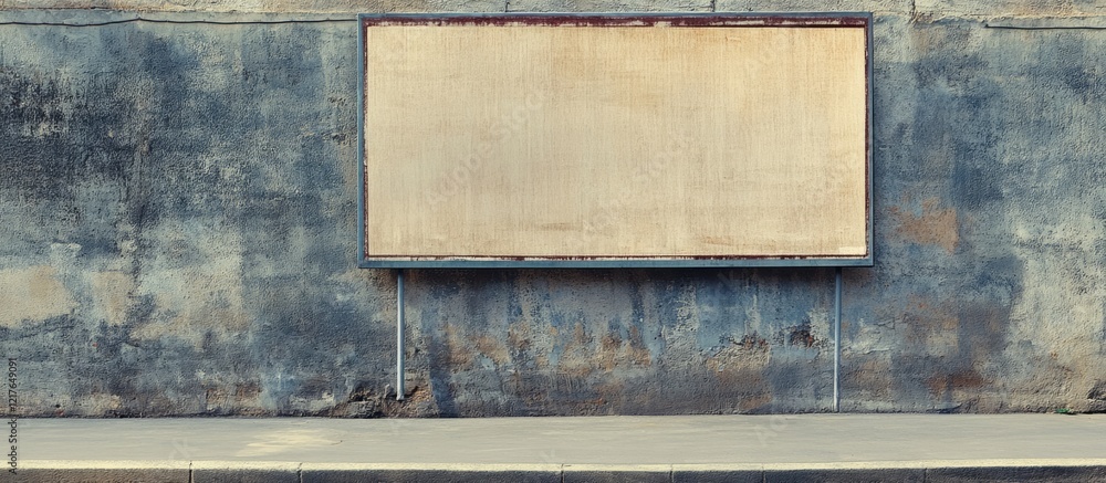 Poster urban blank billboard for advertising in concrete environment with ample copyspace for promotional t