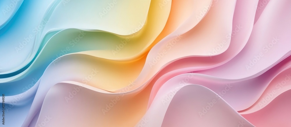 Aufkleber Soft pastel rainbow gradient waves creating a smooth abstract backdrop with ample copy space for your text and design needs