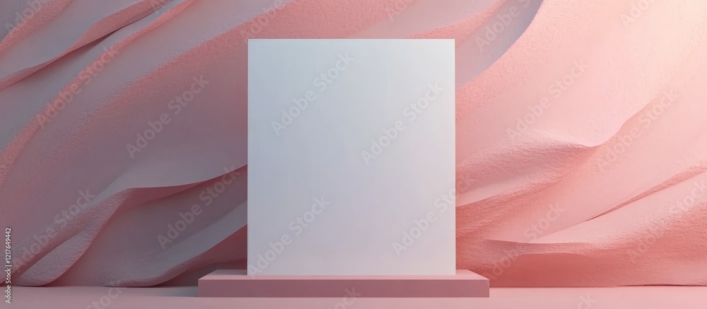 Aufkleber A5 Size Portrait Paper Mockup on Soft Pink Background for Text Placement and Design Presentation
