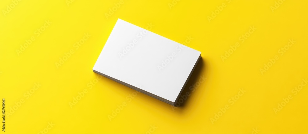 Poster blank business card mockup on bright yellow background displaying copyspace for personalization and 