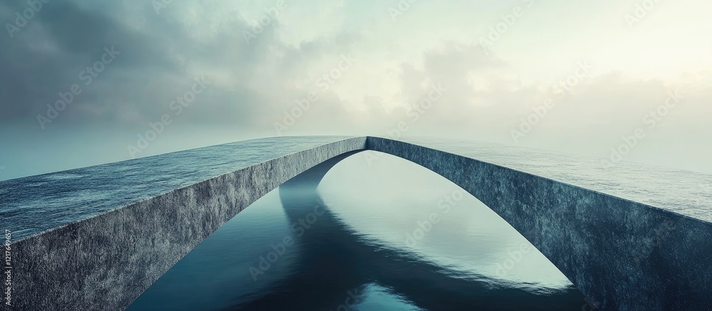 Aufkleber Bridges of Understanding Serene Landscape with Abstract Architecture and Ample Space for Text or Graphics