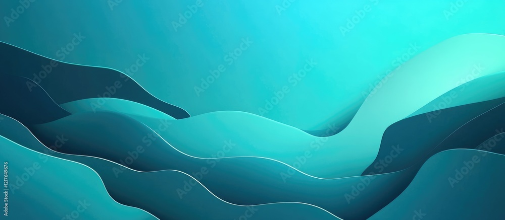 Aufkleber Teal and blue abstract layered background with smooth shapes and ample empty space for text or design elements