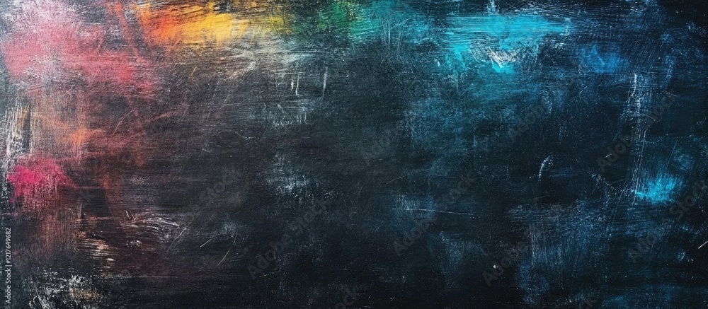 Poster colorful chalk dust on a blackboard with empty space for text creative design background for educati