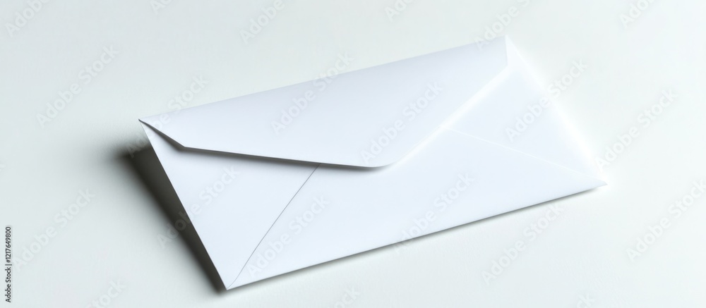 Poster Blank White Envelope Isolated on Light Background for Custom Text or Design Use with Clear Copyspace for Personalization or Messages