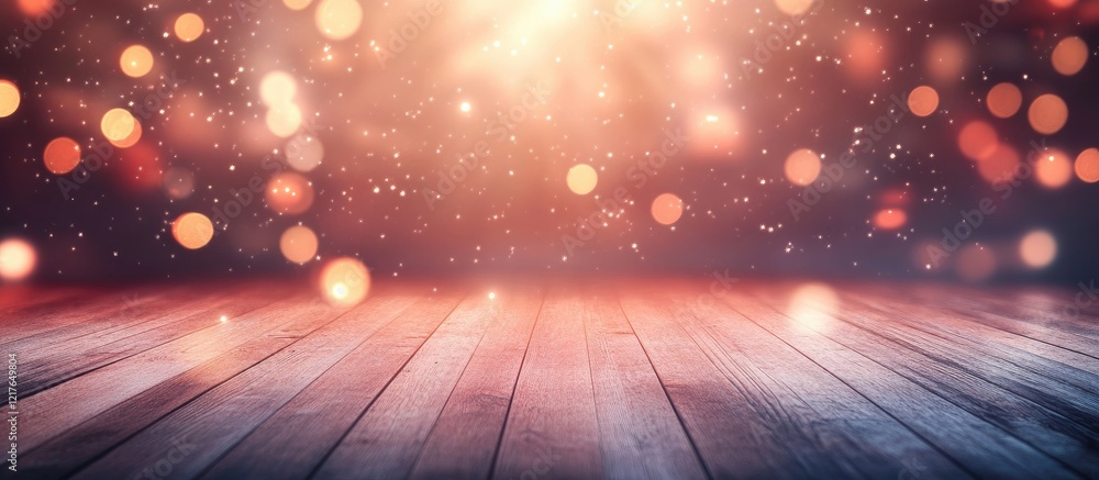 Poster basketball arena bokeh background with empty space for text and dramatic lighting effects