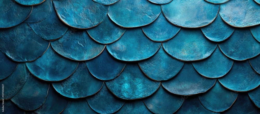 Aufkleber Textured Blue Fish Scales Background with Copyspace for Designing and Text Overlay in Creative Projects and Digital Art