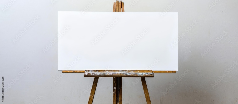 Aufkleber Blank canvas on easel inviting creative expression with ample space for personalized text or artwork in an artistic setting