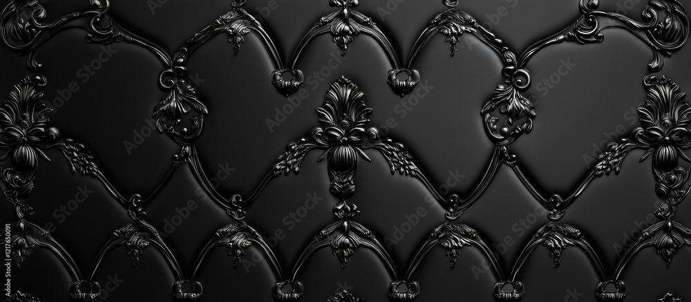 Poster Elegant Black Vintage Background Texture with Intricate Design and Ample Copyspace for Text and Creative Applications