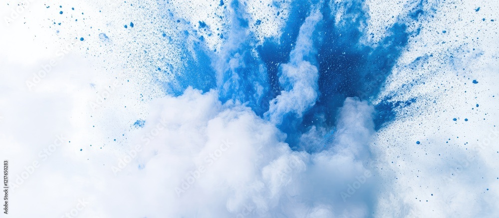 Poster bright blue and white paint explosion abstract background with space for text or graphic elements