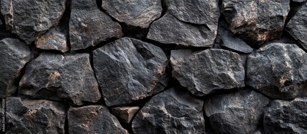 Poster black stone concrete wall texture featuring rugged stones with ample copyspace for customizable text