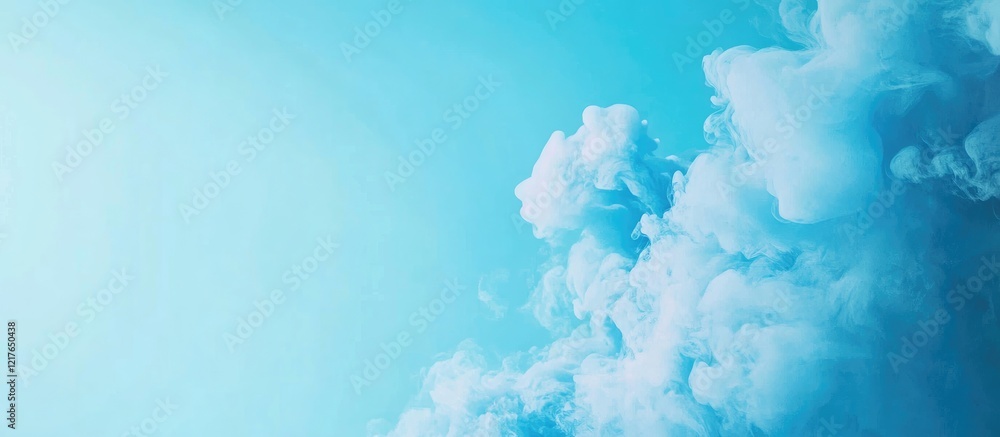 Aufkleber Blue smoke billowing softly against a serene backdrop creating a tranquil atmosphere with ample space for text or graphic overlays