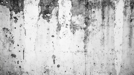 Fototapeta premium Aged cement wall backdrop with weathered texture and white stains for artistic or architectural use.
